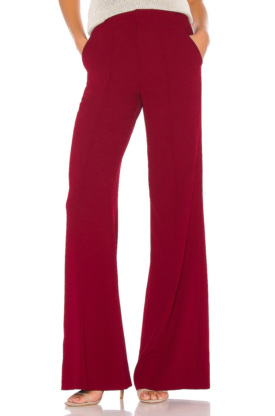 Alice + Olivia Dylan High Waist Wide Leg Pant in Bordeaux | REVOLVE