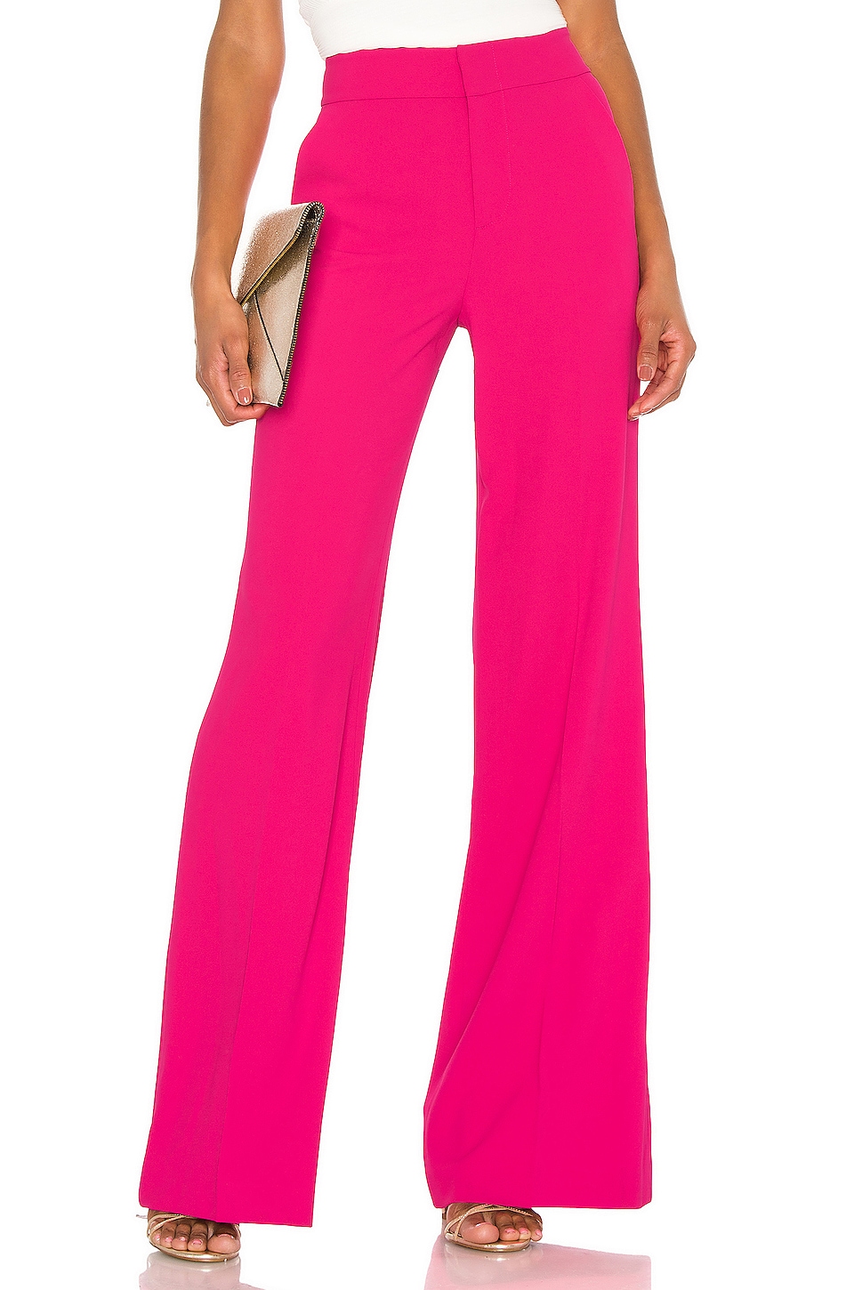 Alice + Olivia Dylan High Waist Wide Leg Pant in Wild Pink | REVOLVE