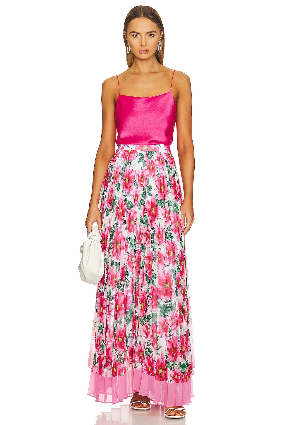 Alice + Olivia Katz Pleated Maxi Skirt in High Tea Floral