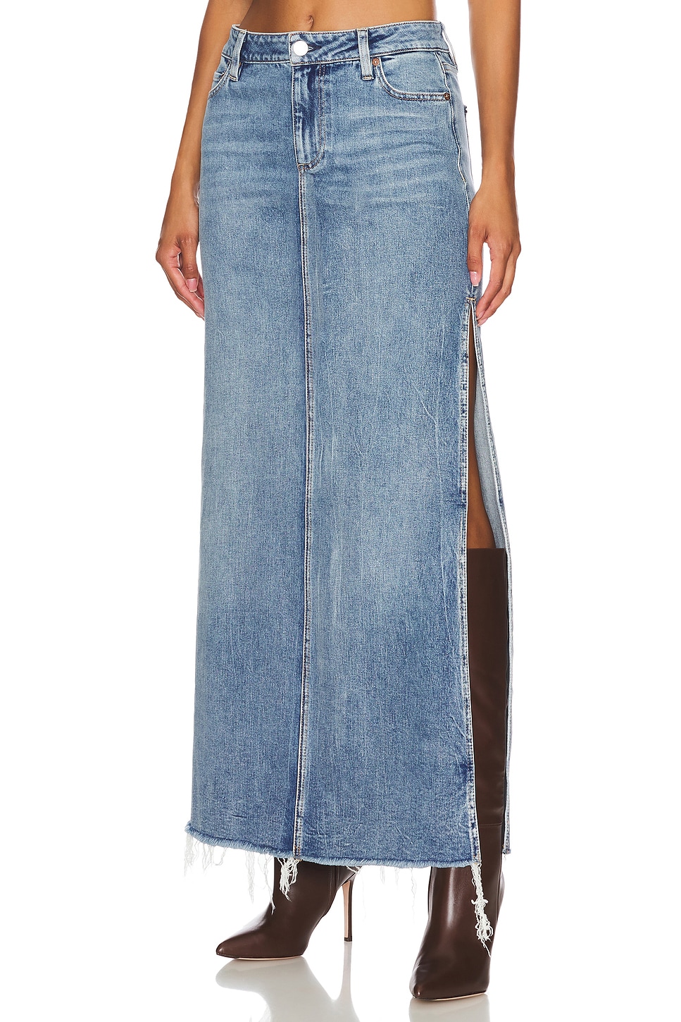 The Marlowe High-Shine Slit Midi Skirt