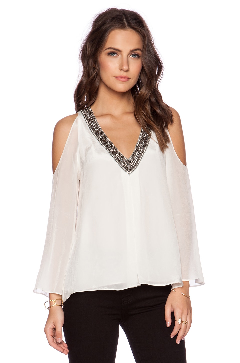 Alice + Olivia Rivera Embellished Top in Off White | REVOLVE