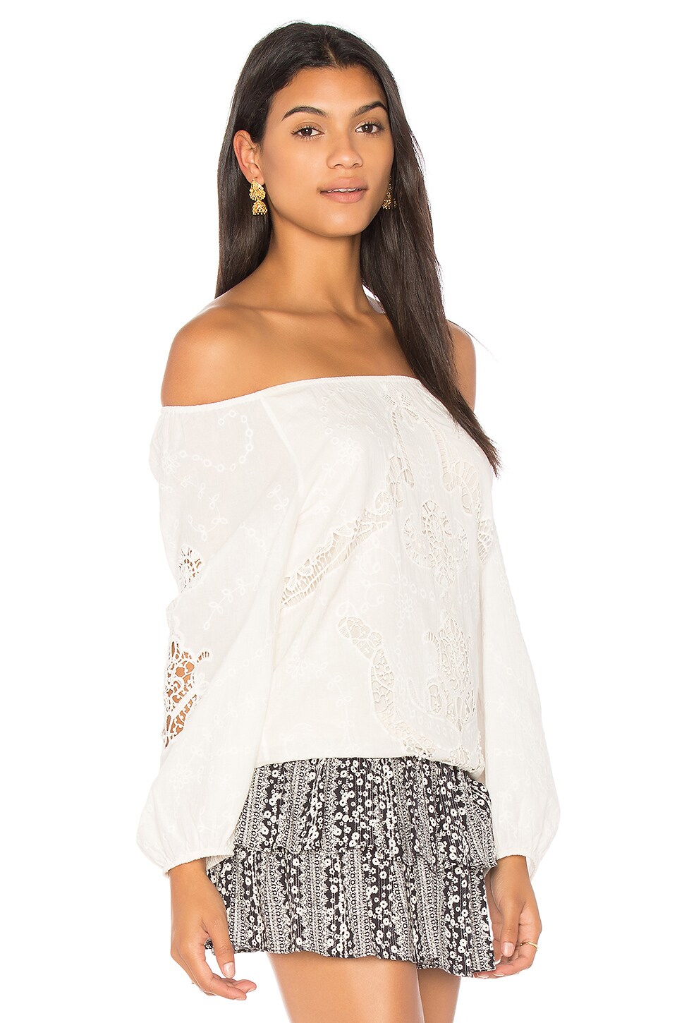 ALICE AND OLIVIA ALTA TOP IN IVORY.