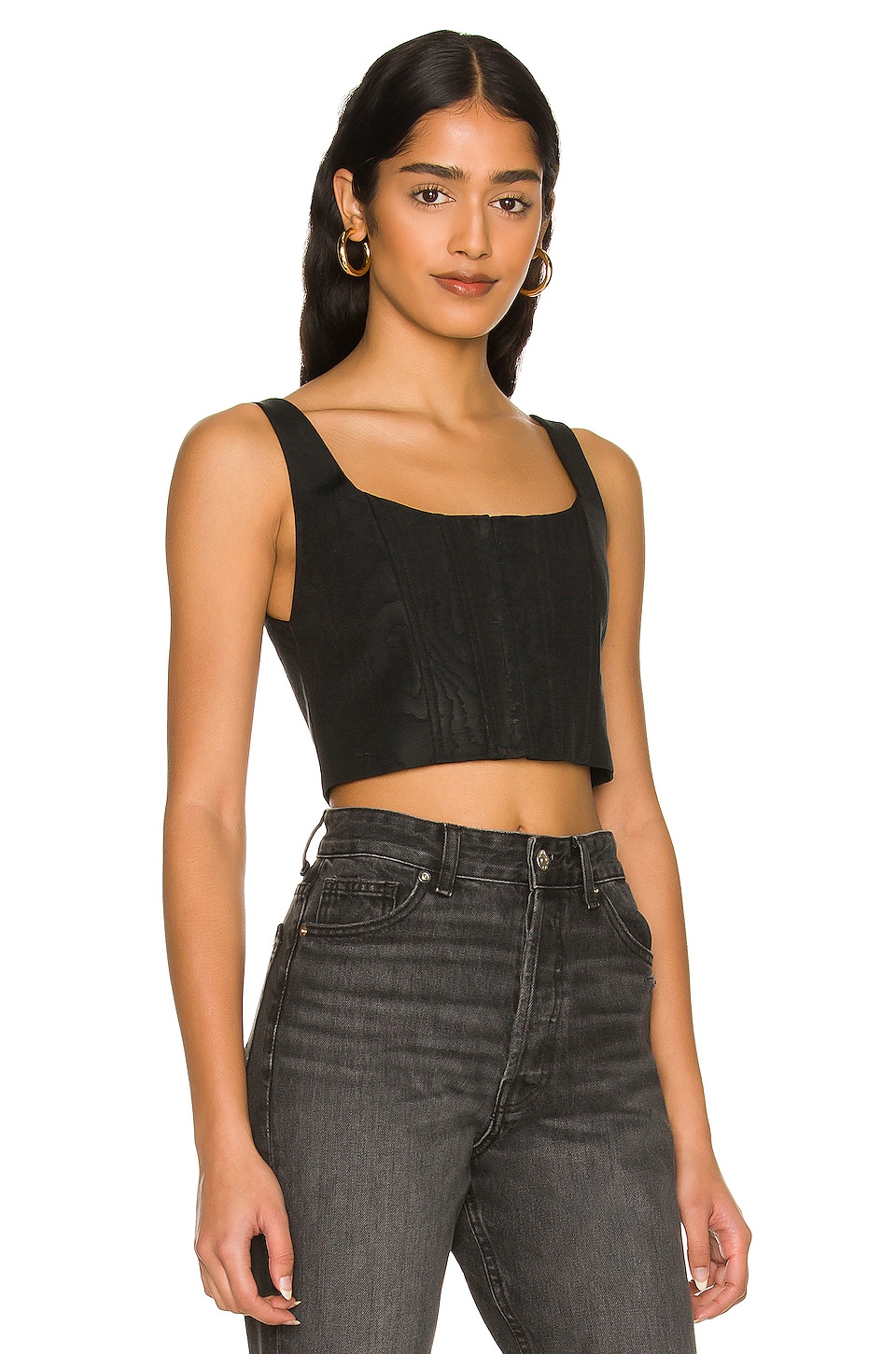 Alice + Olivia Breslin Boned Corset Top in Black