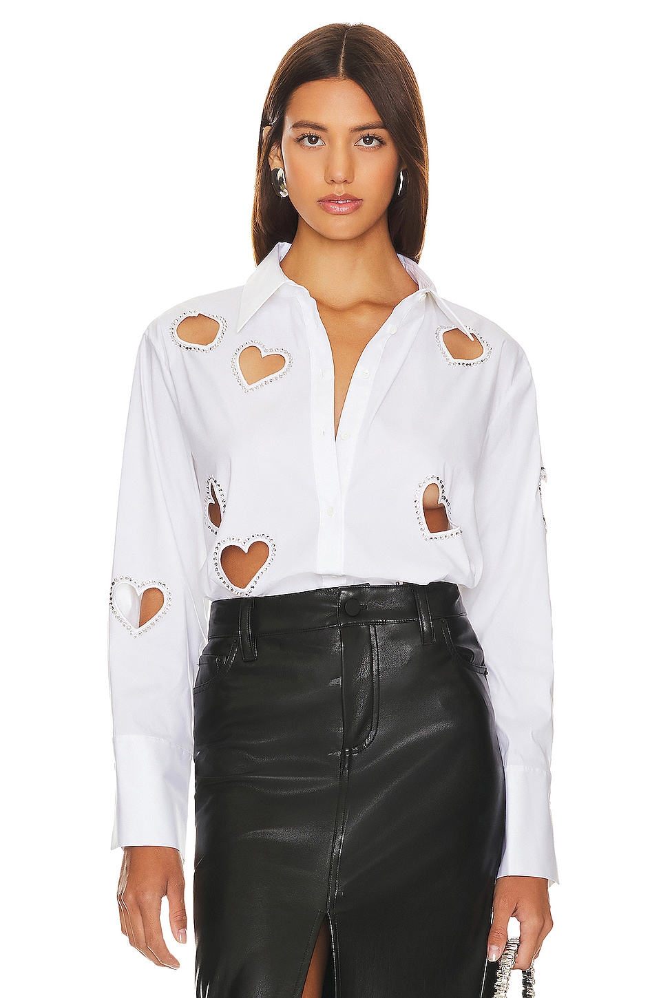 Alice + Olivia Finely Heart Button Down en Ecru