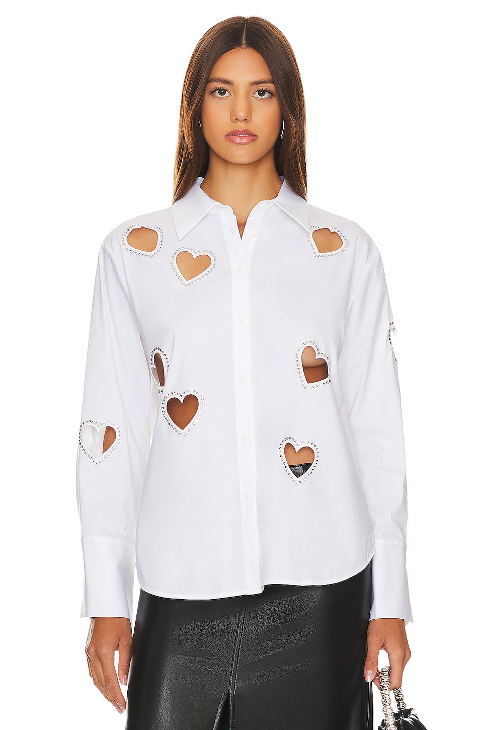 Alice + Olivia Finely Heart Button Down en Ecru