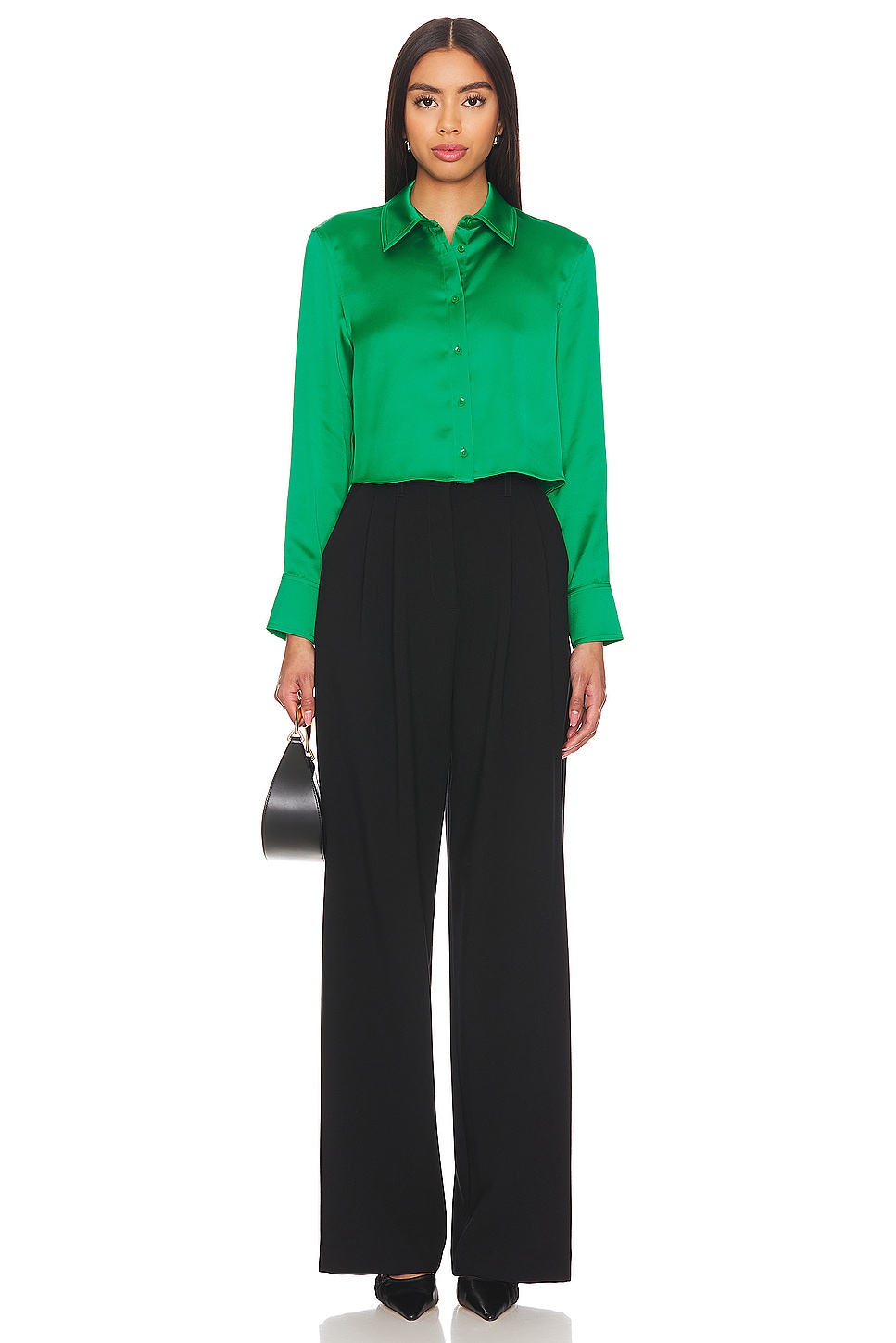 Leon Crop Button Down Light Emerald
