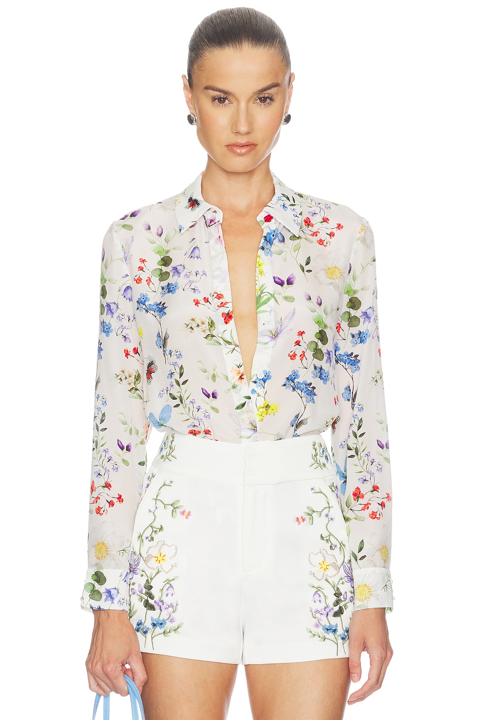 Alice + Olivia Willa Top in Twisting Vines Off White | REVOLVE