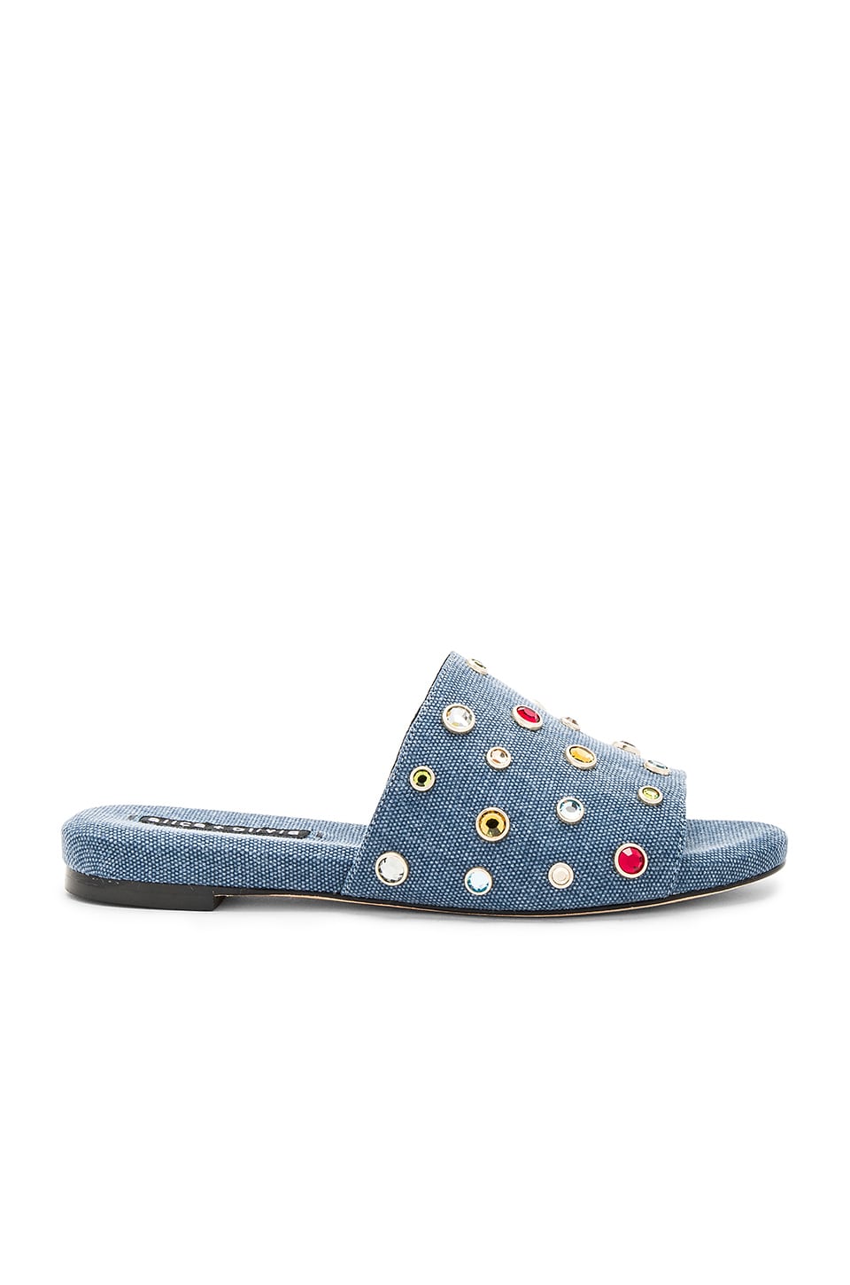 Alice + Olivia Ramona Stones Sandal in Blue Eracle Denim