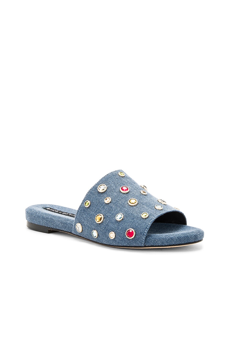 Alice + Olivia Ramona Stones Sandal in Blue Eracle Denim