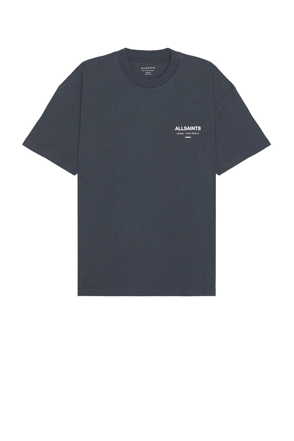 ALLSAINTS Underground Short Sleeve Crew in Graphite Blue
