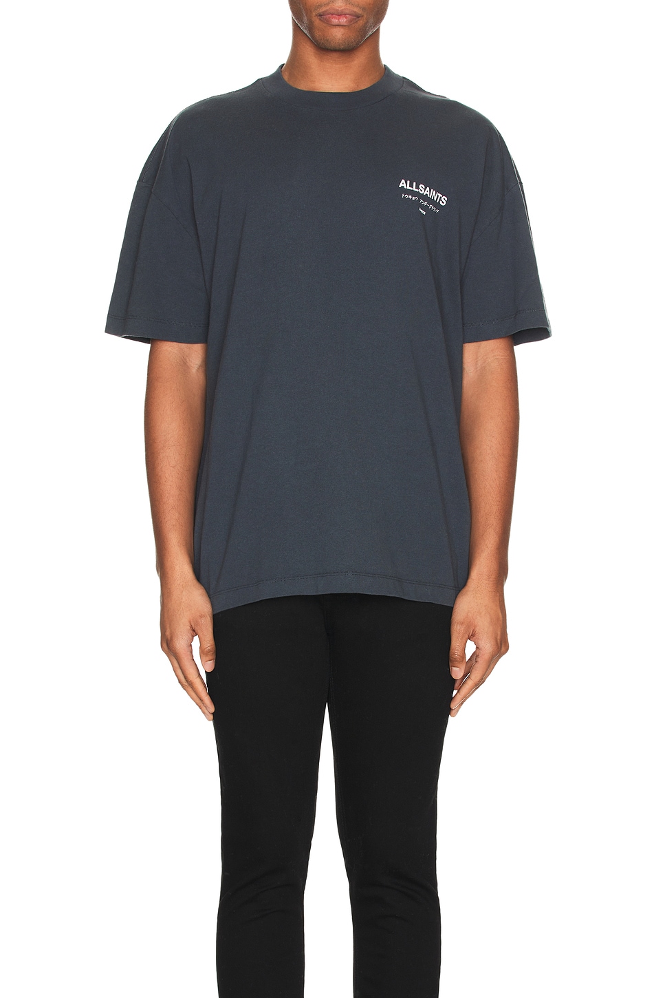 ALLSAINTS Underground Short Sleeve Crew in Graphite Blue