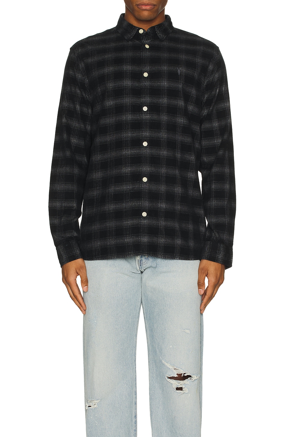 ALLSAINTS シャツ ALLSAINTS Kink Long Sleeve Shirt in Navy Blue | REVOLVE