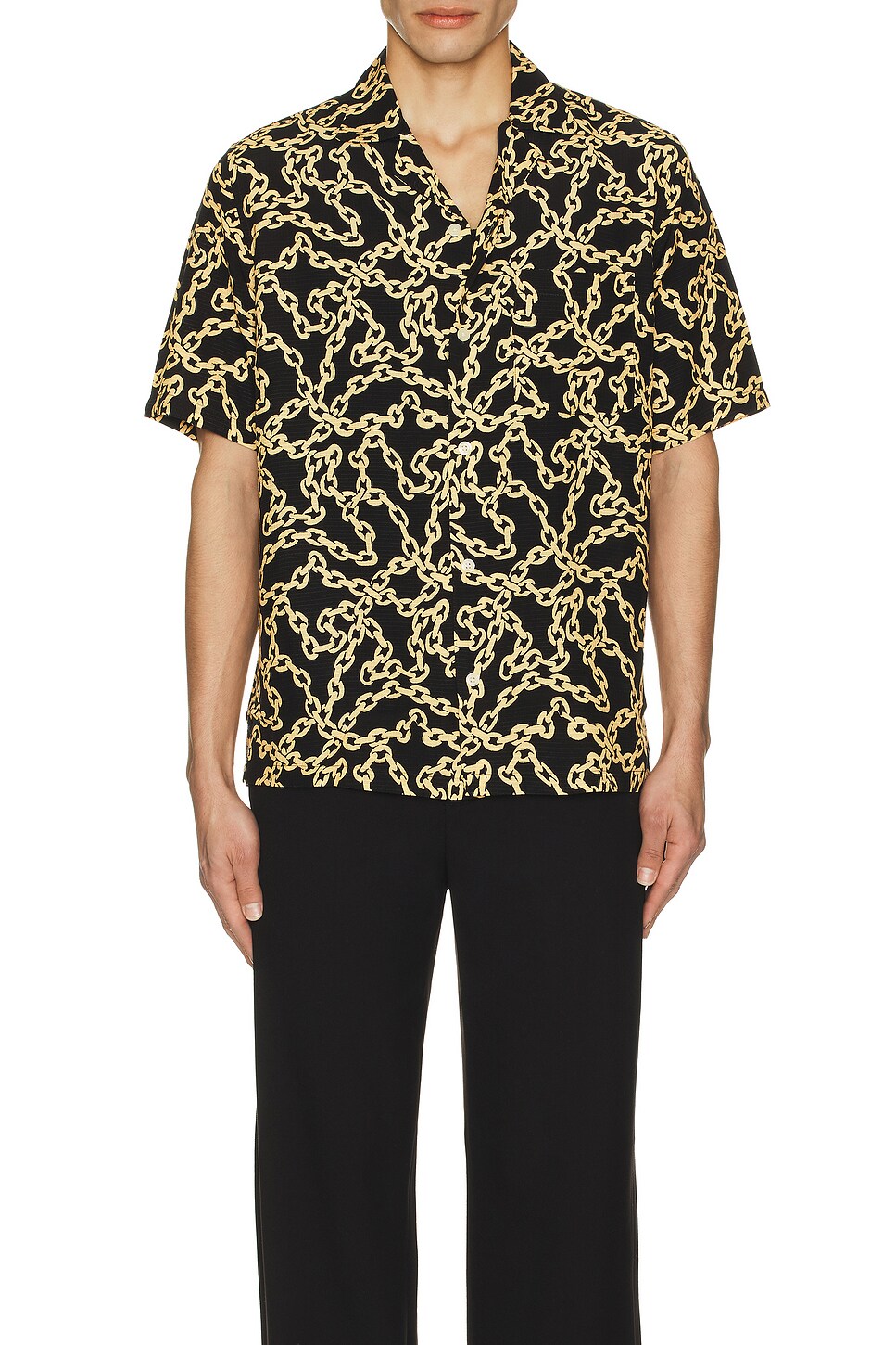 ALLSAINTS Link Short Sleeve Shirt in Jet Black | REVOLVE