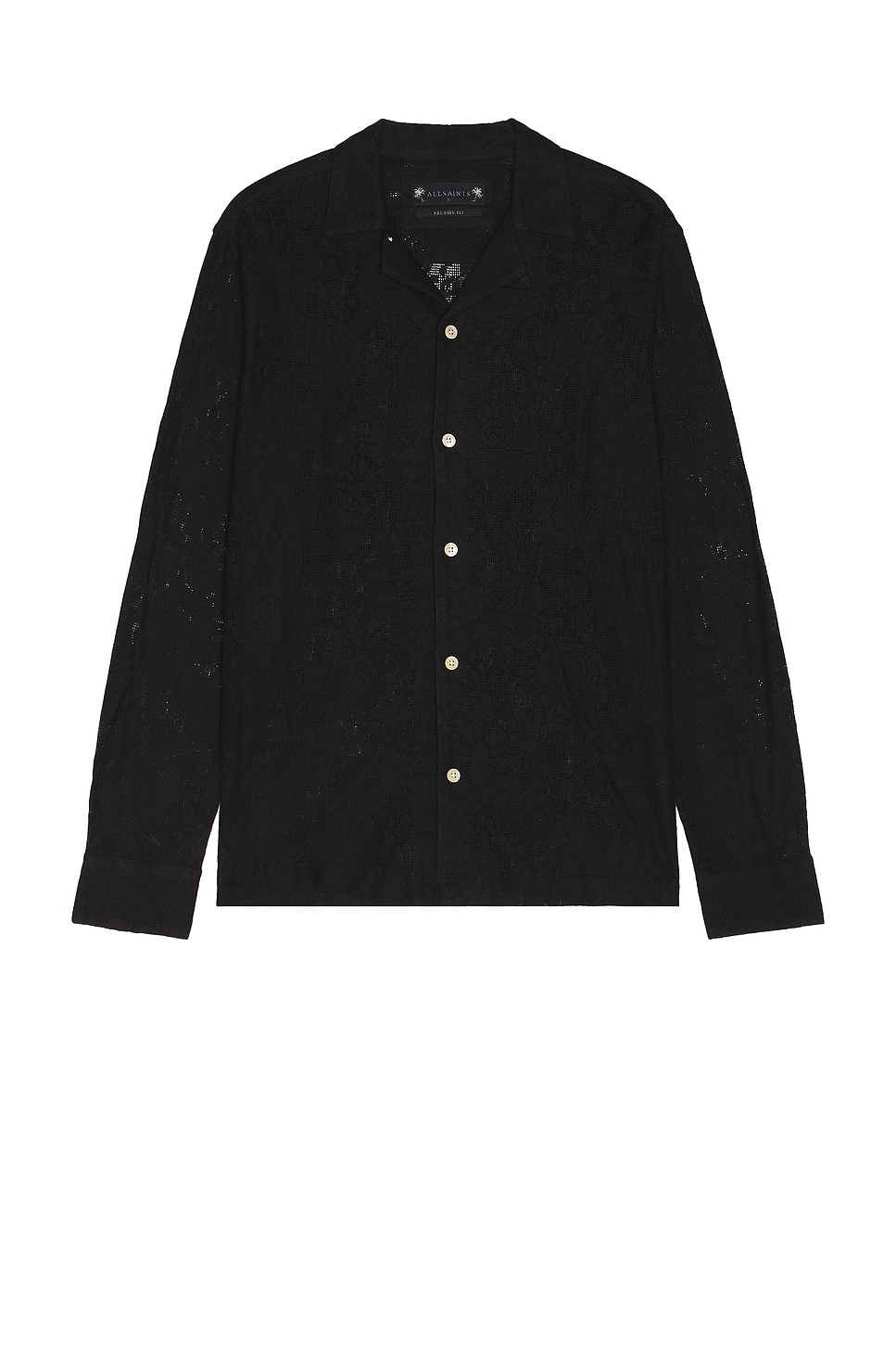 ALLSAINTS Okesa Long Sleeve Shirt in Black | REVOLVE