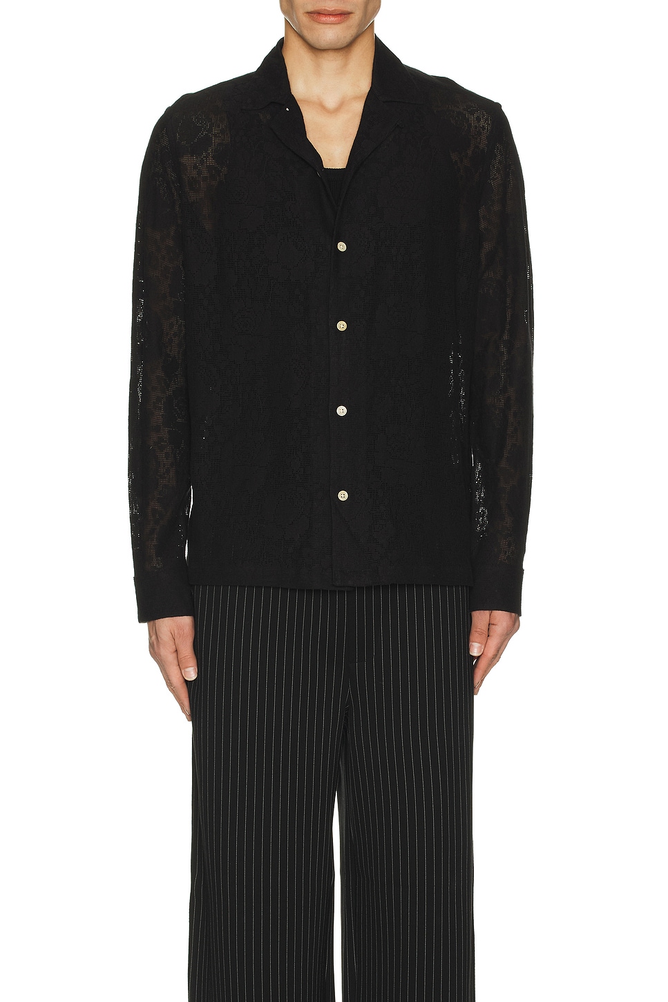 ALLSAINTS Okesa Long Sleeve Shirt in Black | REVOLVE