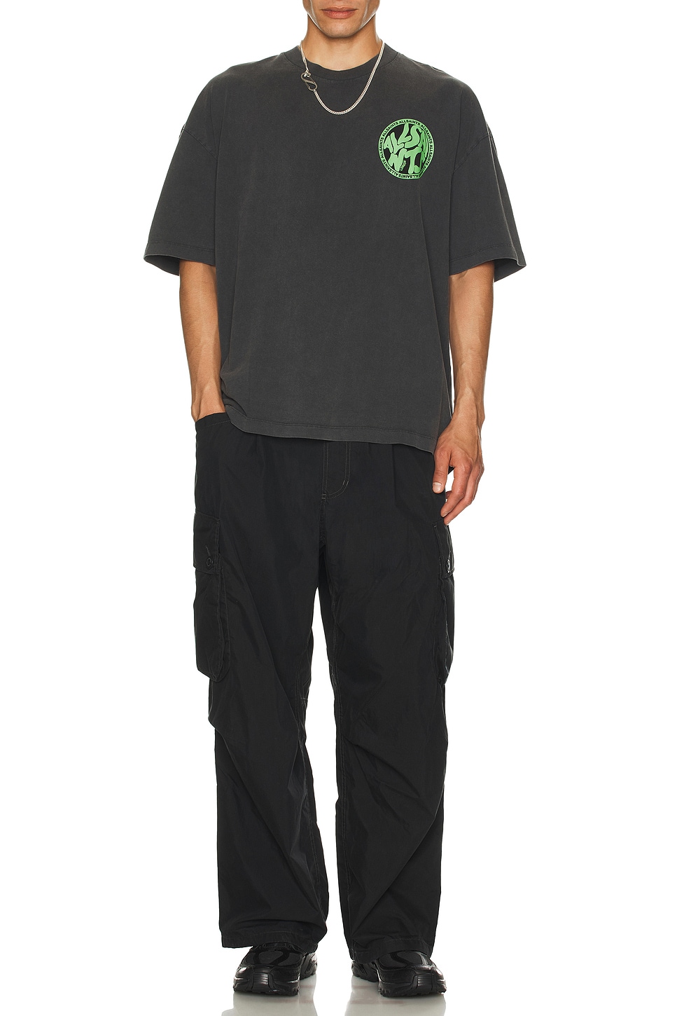 ALLSAINTS Distortion Crew Neck Tee in Washed Black | REVOLVE