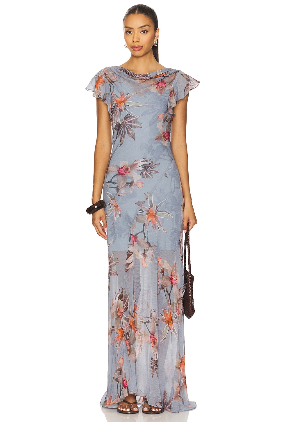 blue flora dress Coco Shop Blue Flora Scoop Neck Maxi Dress Blue Flora / L