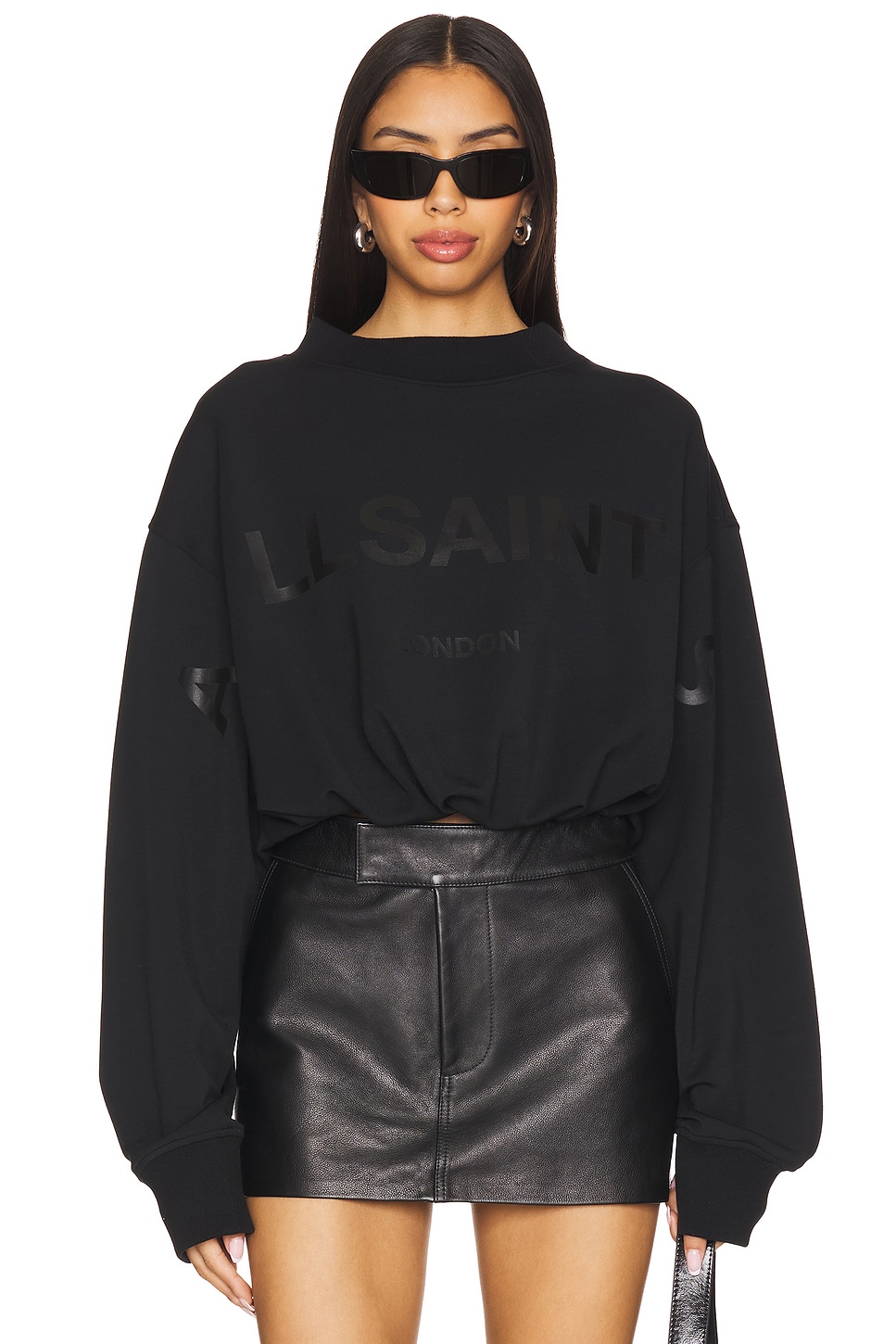オールセインツ AllSaints Biggy Aster Sweat レディース Sweaters Black AllSaints Biggy Aster tonal logo sweatshirt in black | ASOS