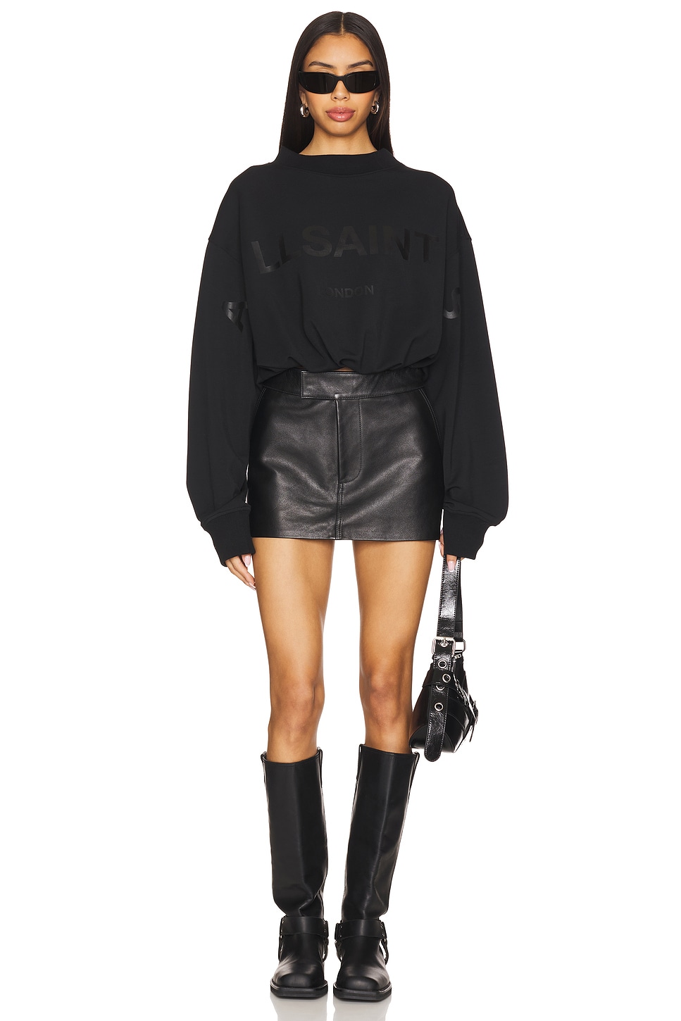 オールセインツ AllSaints Biggy Aster Sweat レディース Sweaters Black ALLSAINTS Biggy Aster Sweatshirt in Black | REVOLVE