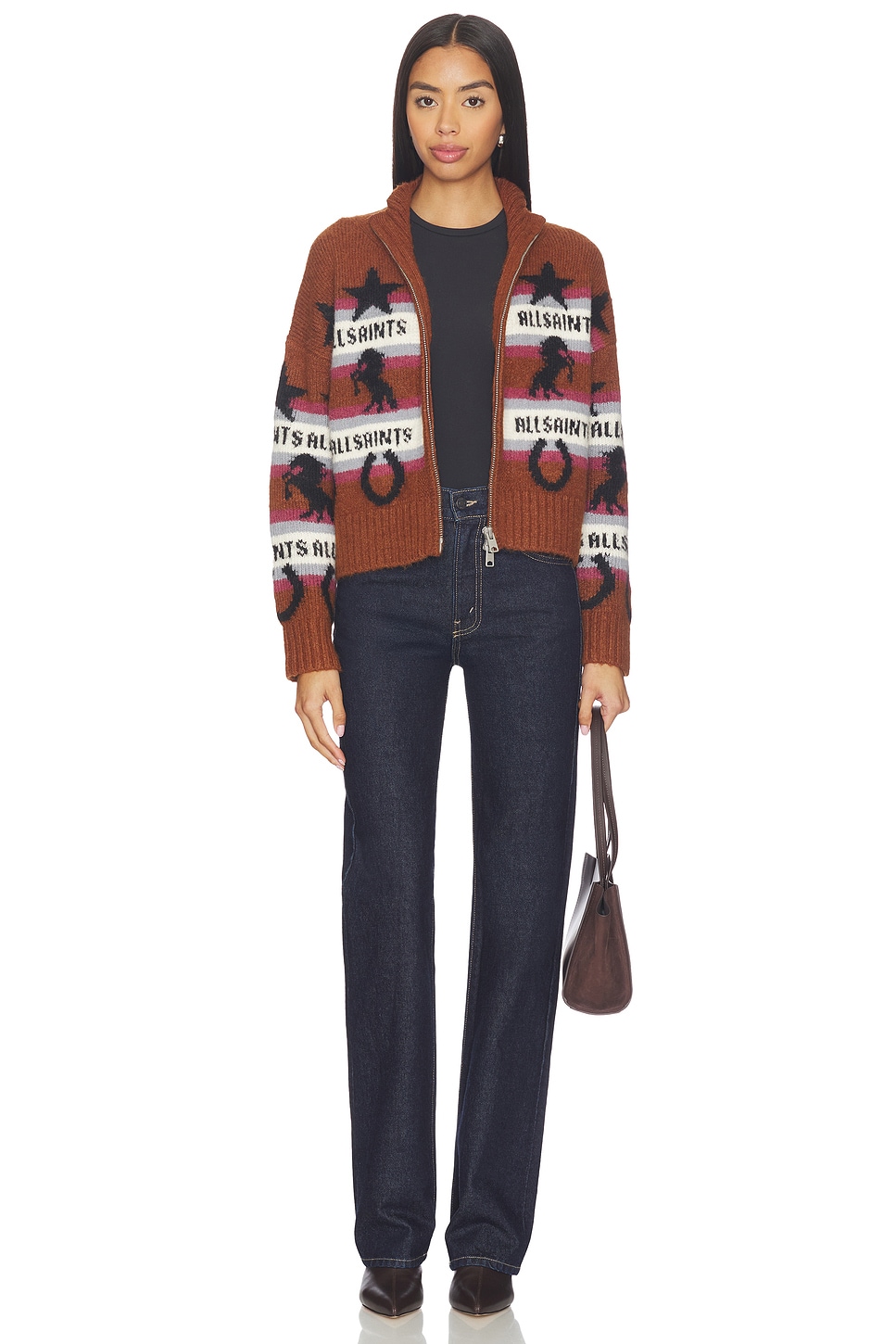 ALLSAINTS Epona Cardigan in Cognac Brown | REVOLVE