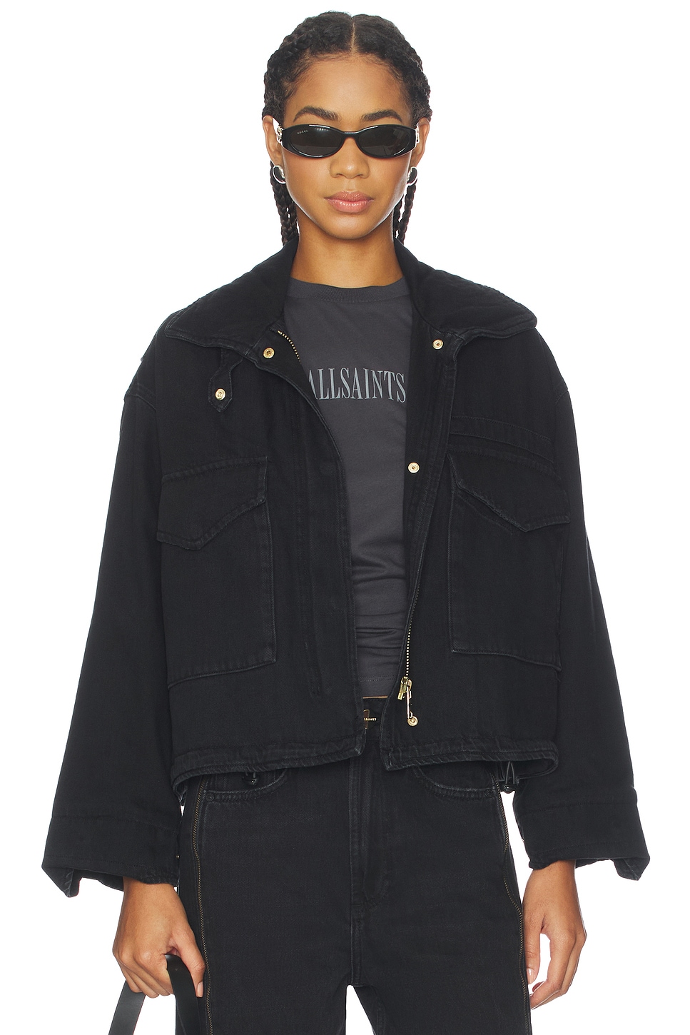 ALLSAINTS Clay Zip Jacket in Washed Black | REVOLVE