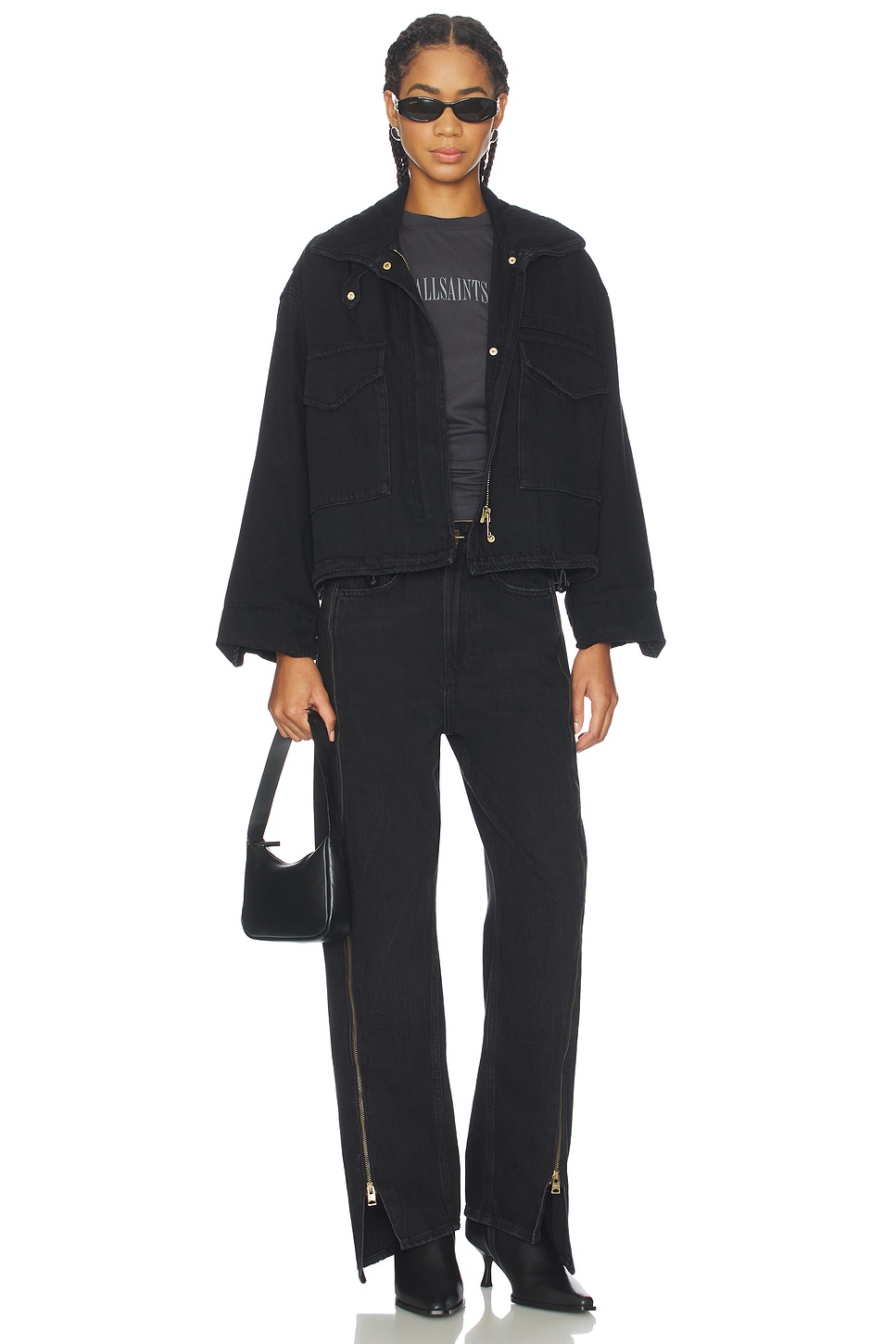 ALLSAINTS Clay Zip Jacket in Washed Black REVOLVE
