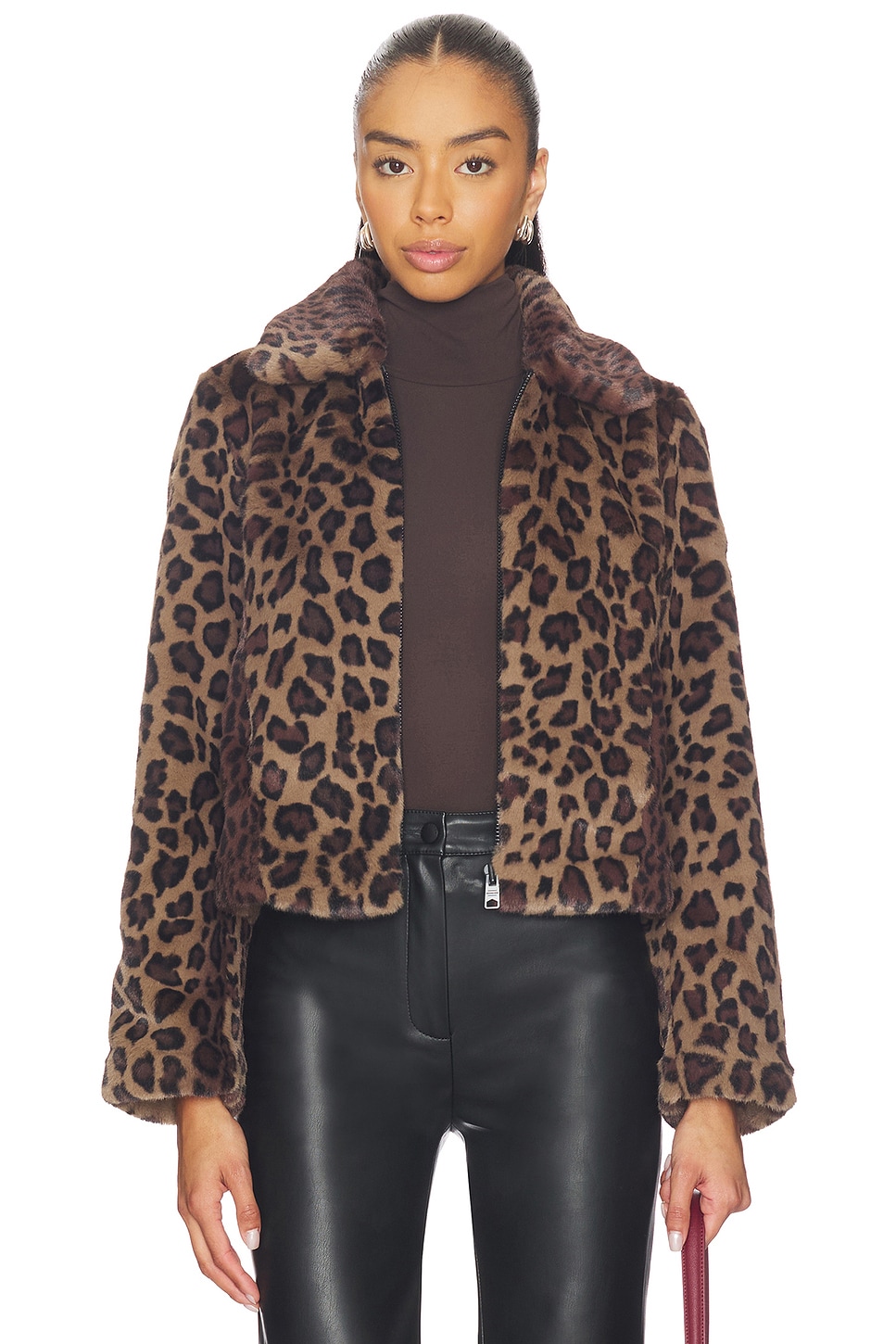 ALLSAINTS Saye Faux Fur Jacket in Leopard Brown | REVOLVE