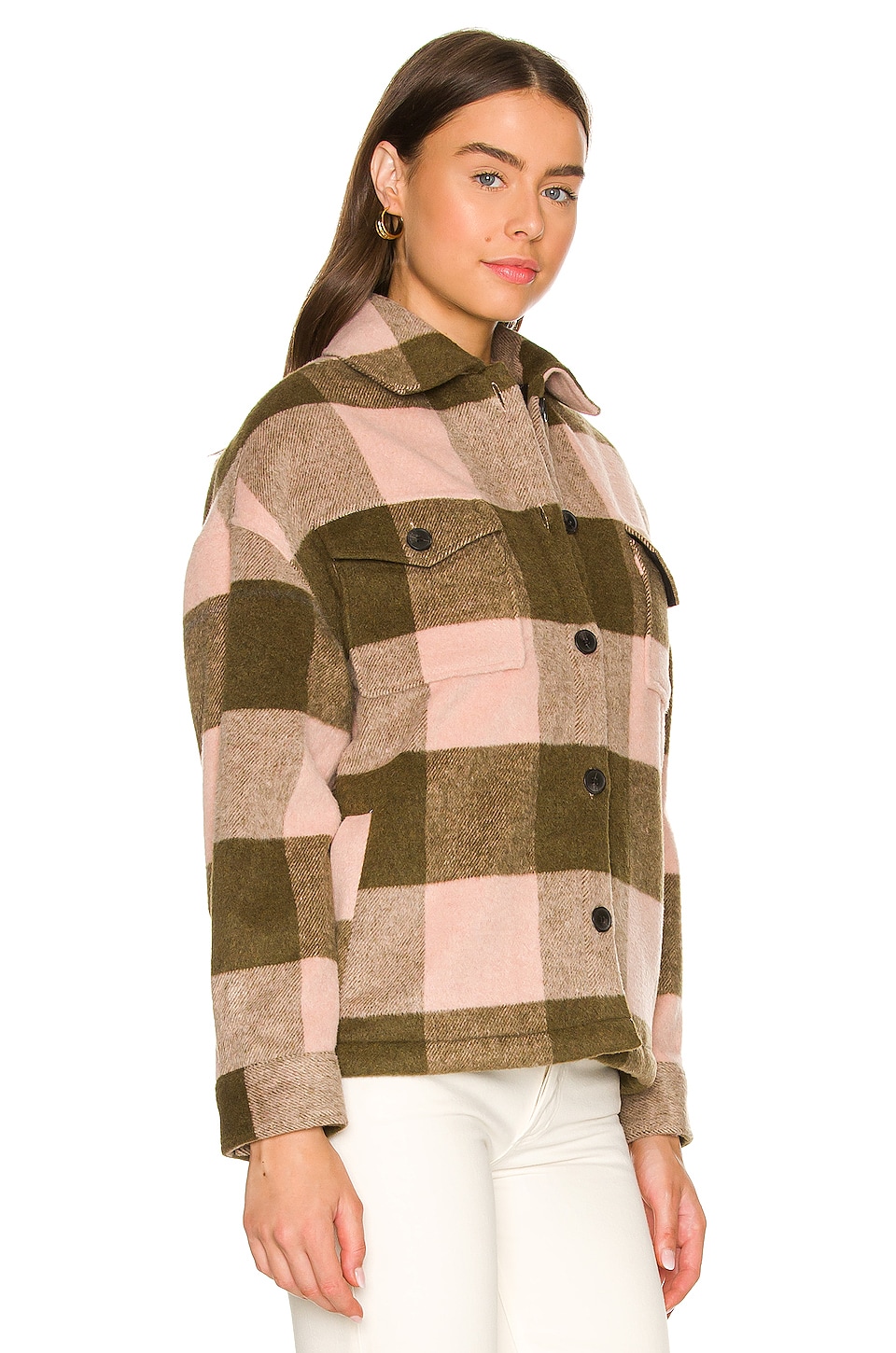 ALLSAINTS Luella Check Jacket in Khaki & Pink