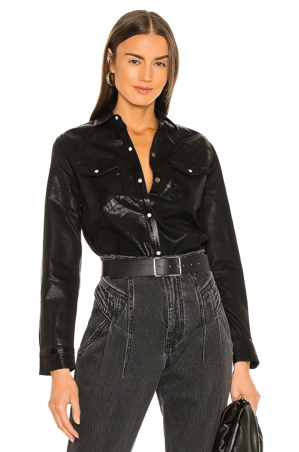 ALLSAINTS Hazel Coated Shirt in Black | REVOLVE
