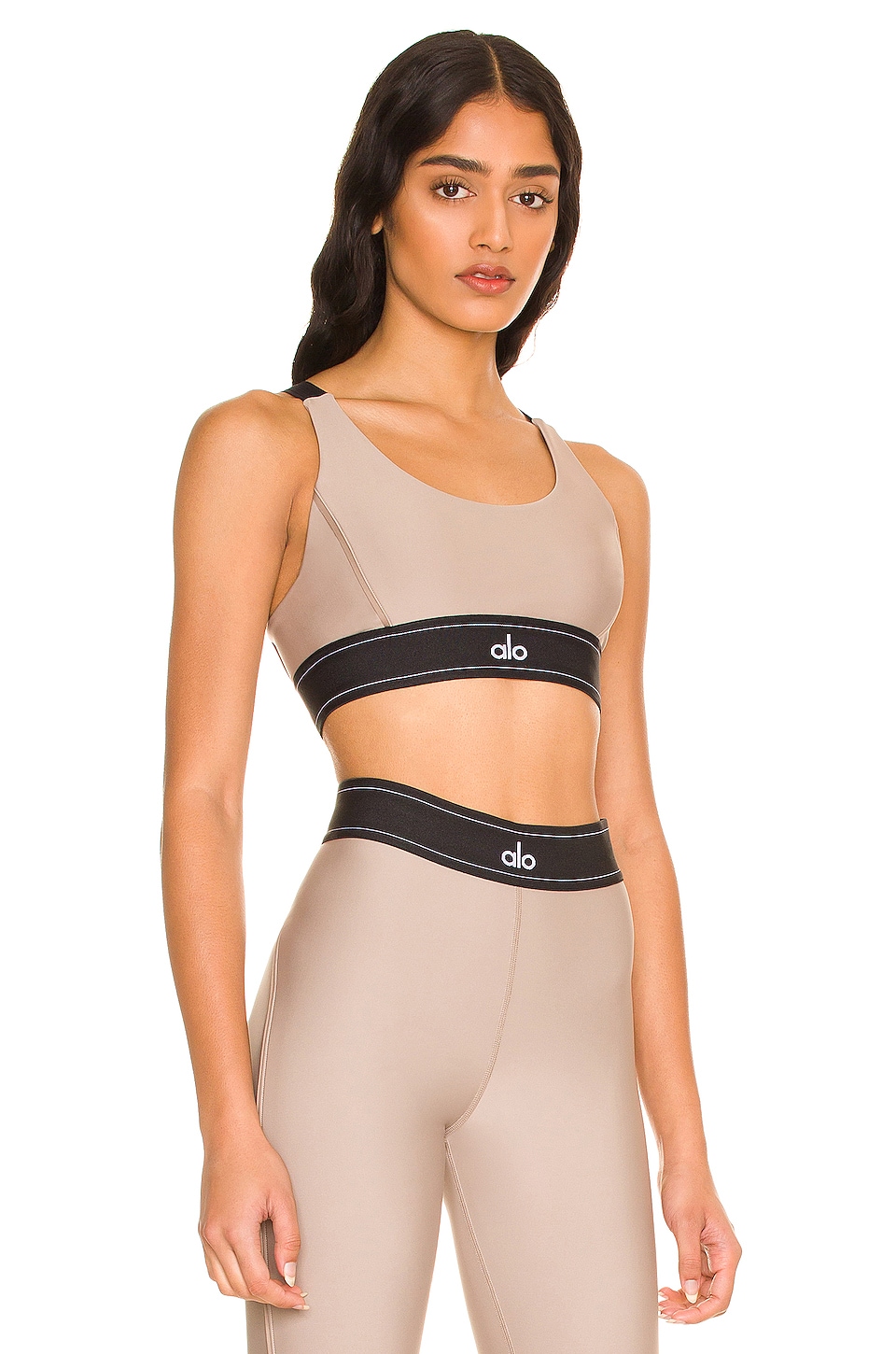 alo Airlift Suit Up Bra in Gravel & Black