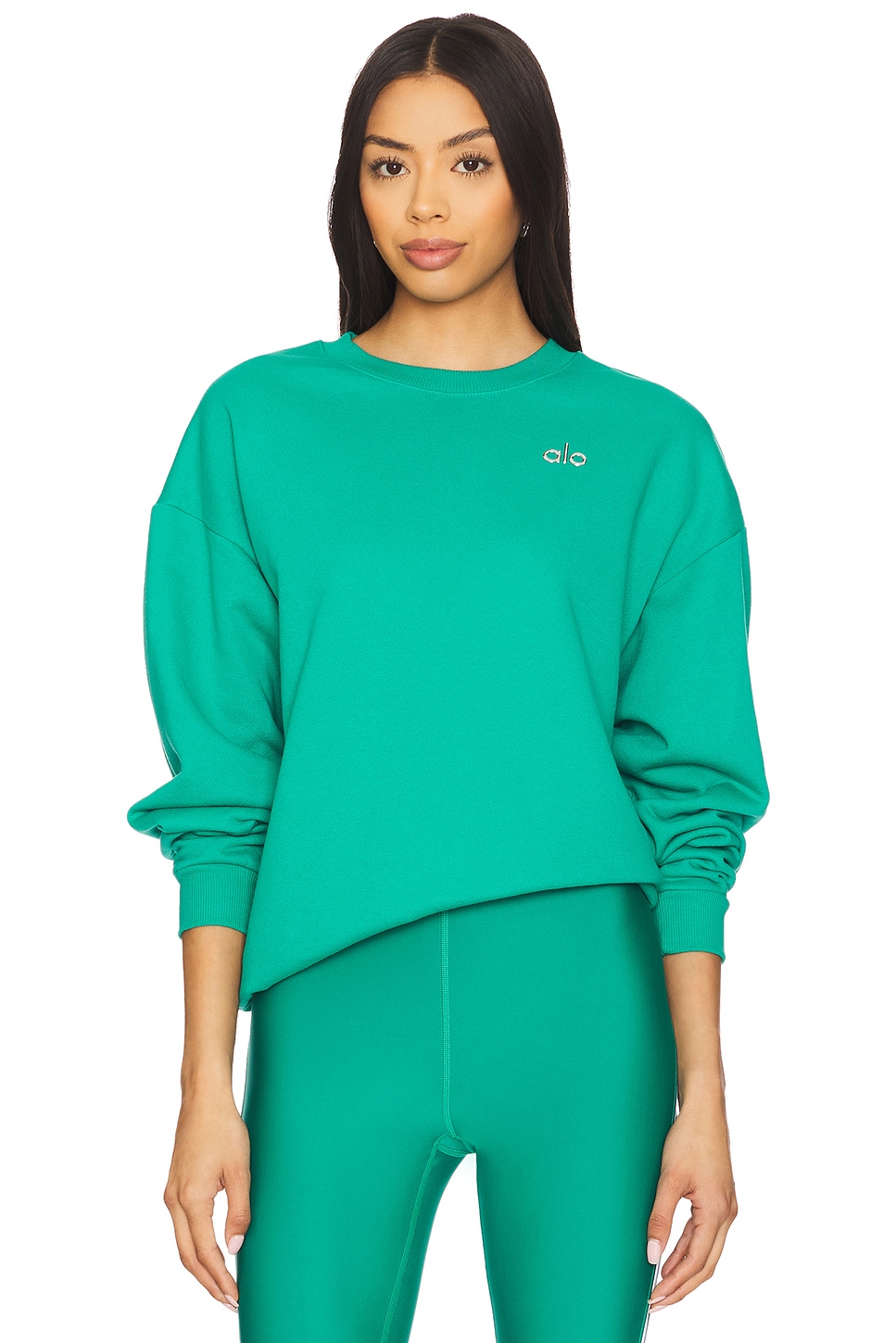 【新品未開封・送料無料】 alo Accolade REVOLVE | Green Spruce in Pullover Neck Crew トップス