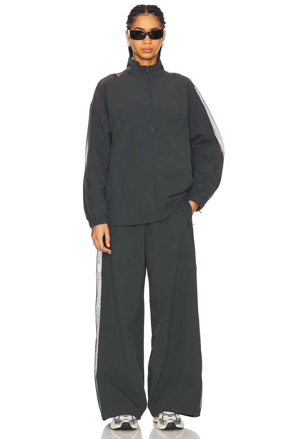 alo Origin Full Zip Track Jacket in Charcoal Green | REVOLVE