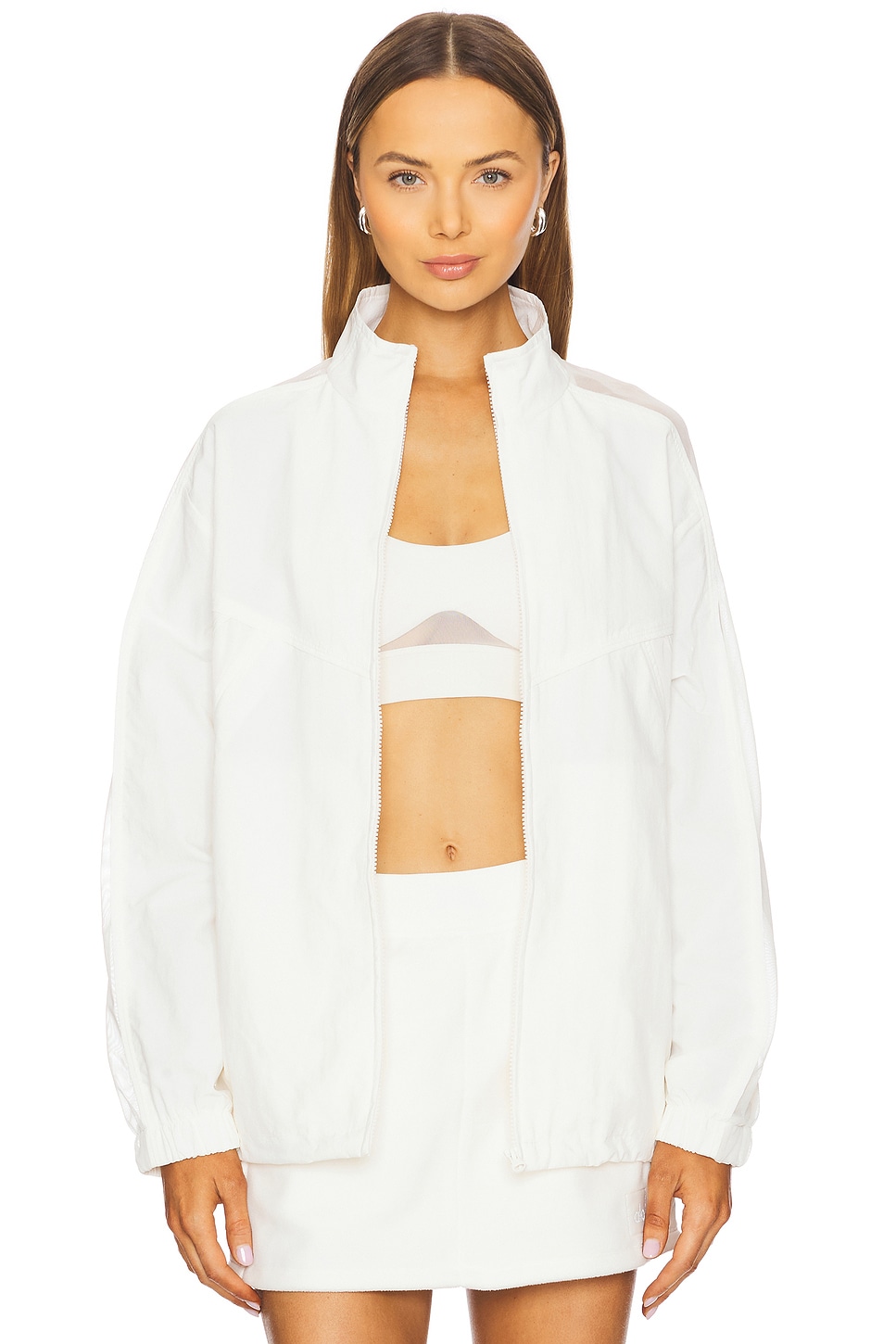 alo Origin Full-Zip Track Jacket in Ivory | REVOLVE