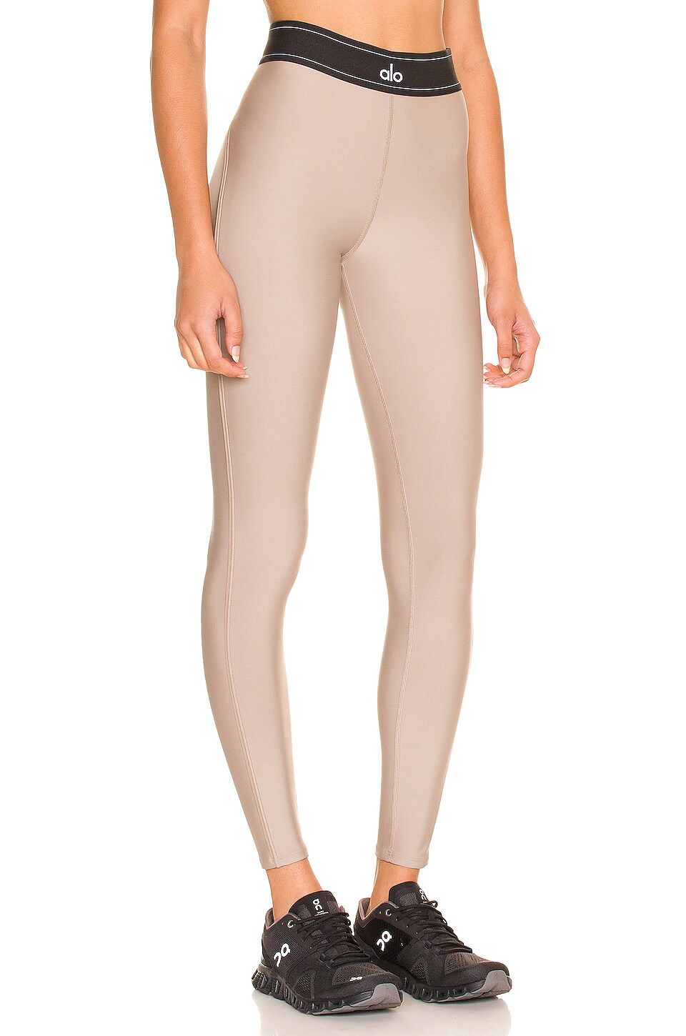 alo Airlift High Waisted Suit Up Legging in Gravel & Black