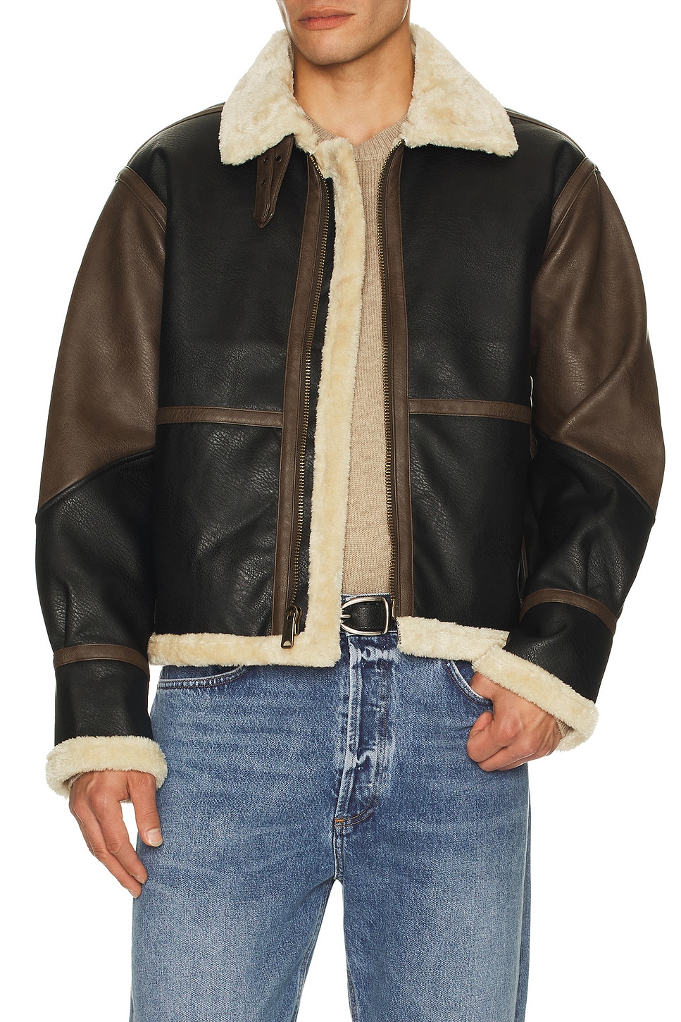 ALPHA INDUSTRIES Faux Leather B-3 Mod Jacket in Espresso | REVOLVE