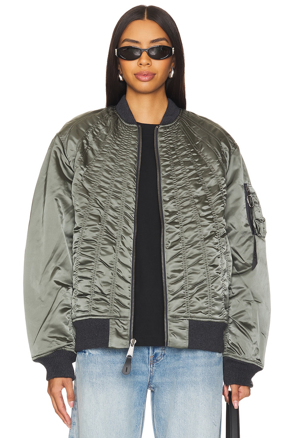 ALPHA INDUSTRIES Ma-1 Shirring Flight Jacket in Field Gray