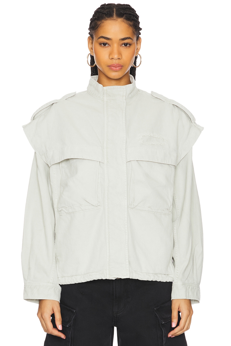 Oversized Cotton Utility Jacket - Thumbnail 2