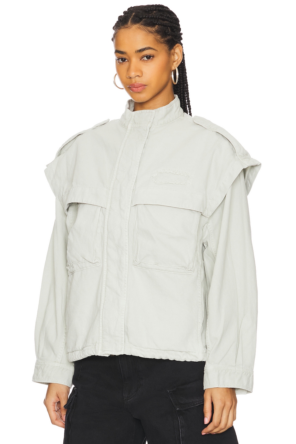 Oversized Cotton Utility Jacket - Thumbnail 3
