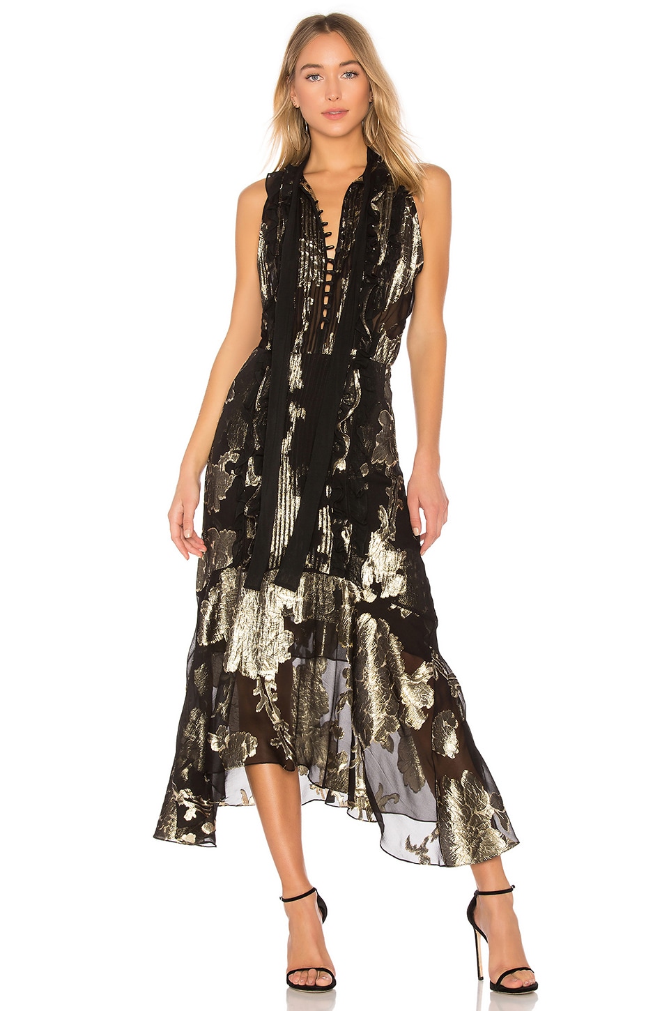 A.L.C. Harriet Dress in Black & Gold | REVOLVE