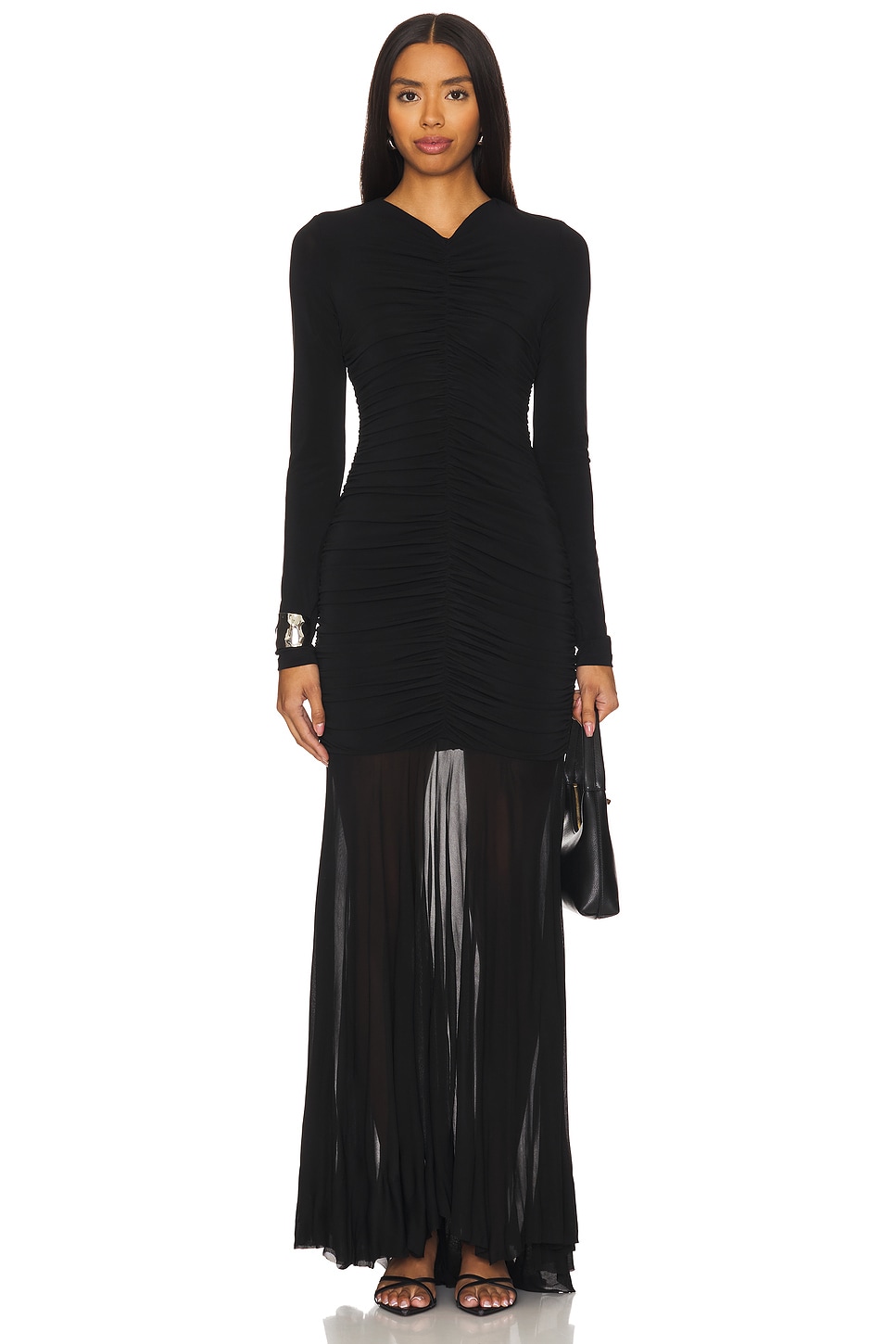 grey pleated maxi dress MO&Co. Women's Side Pleated Maxi Dress Grey Size L