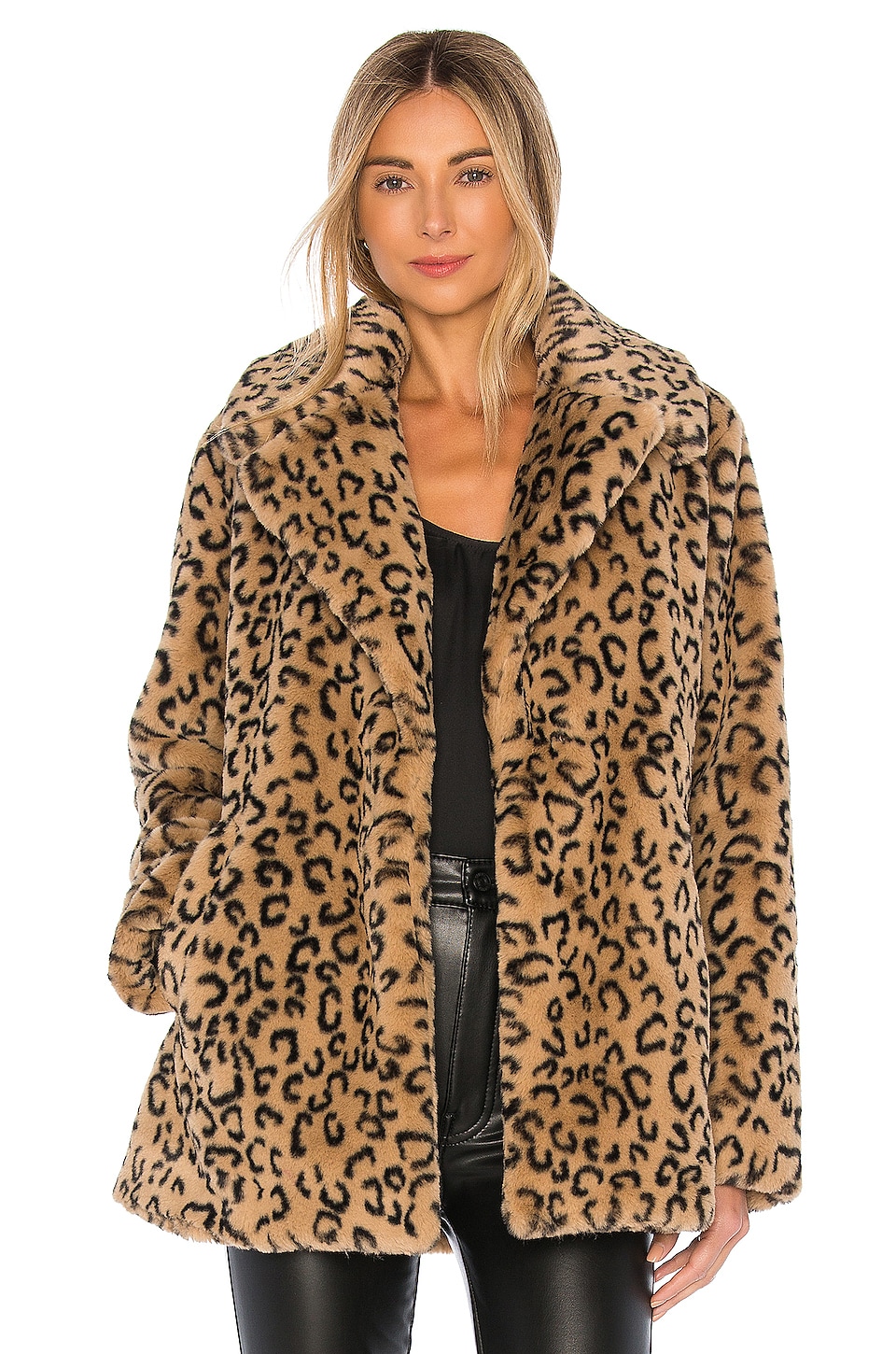 A.L.C. Stone Faux Fur Coat in Light Brown & Black | REVOLVE