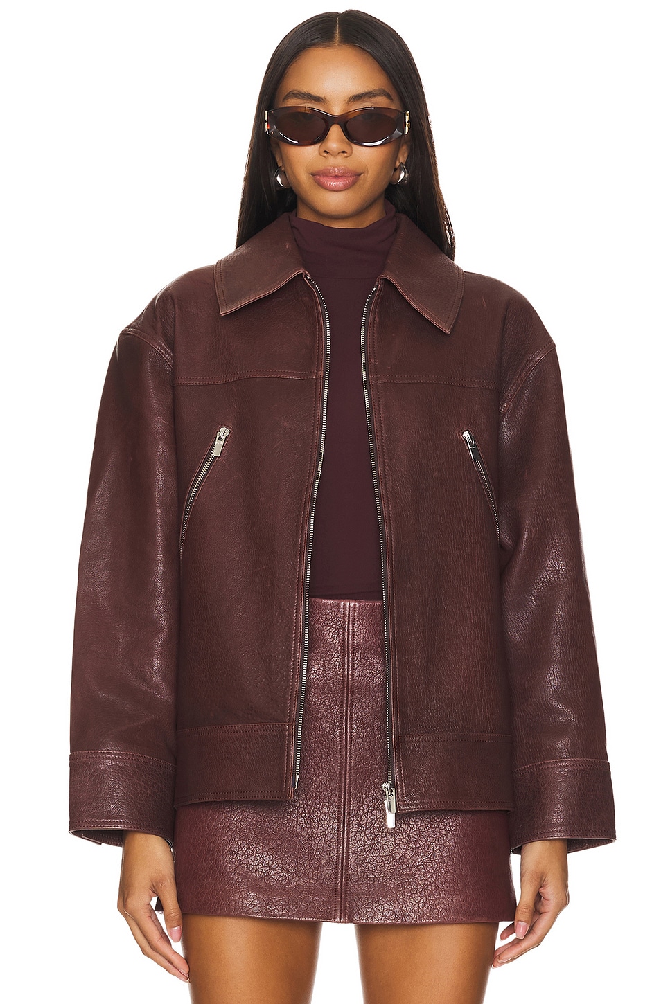 Olive leather jacket best sale