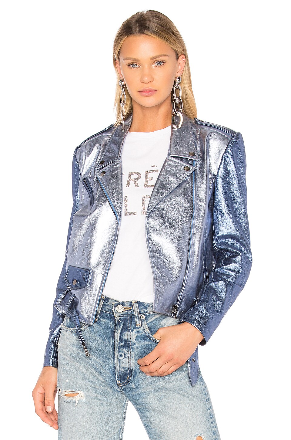 ALYSON EASTMAN Classic Moto Jacket in Blue Kyanite | REVOLVE