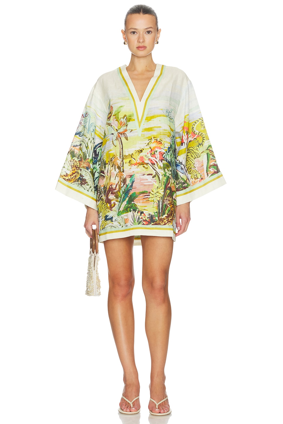 jungle mini dress FARM Rio Women's Into The Jungle Ruffled Minidress - Pink