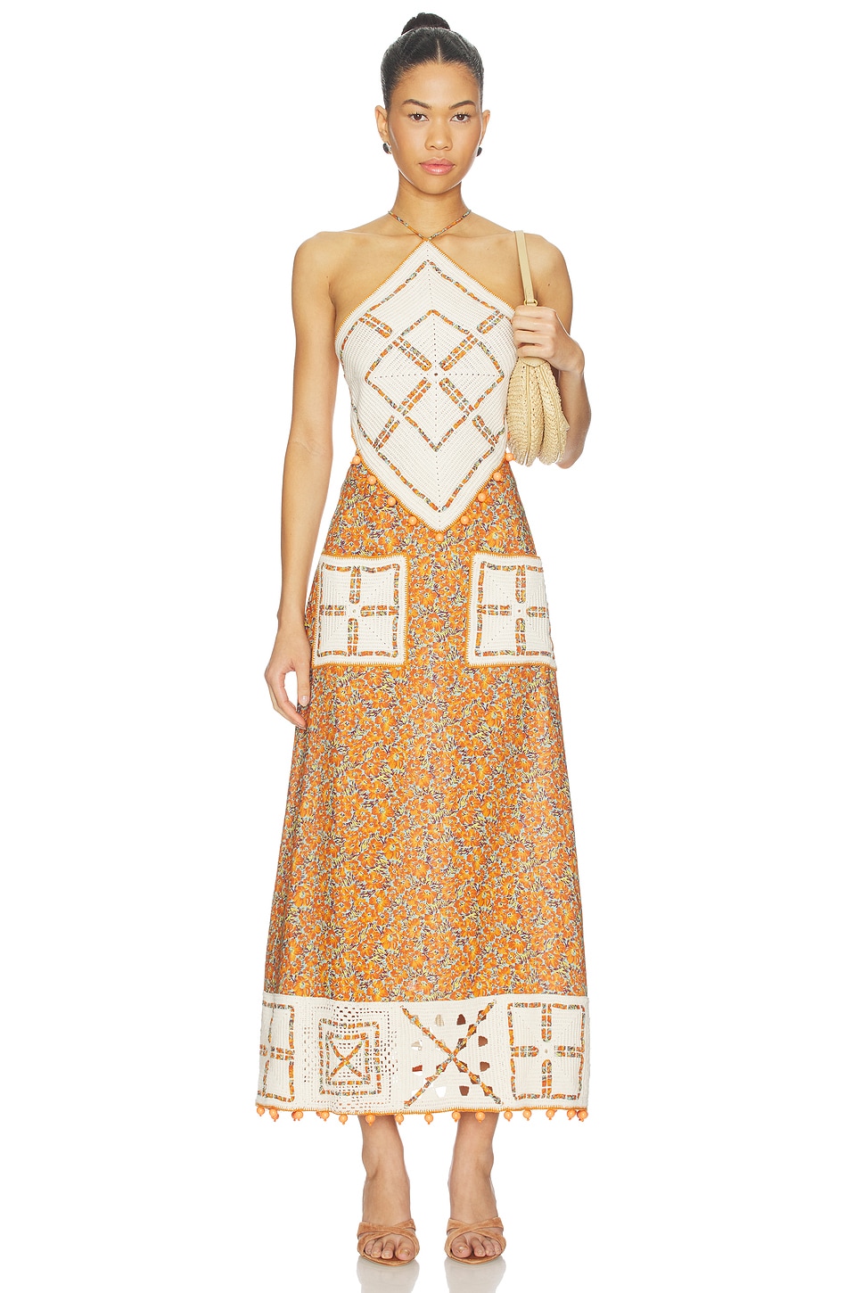 Alemais Marva Crochet Halter Midi Dress in Multi | REVOLVE