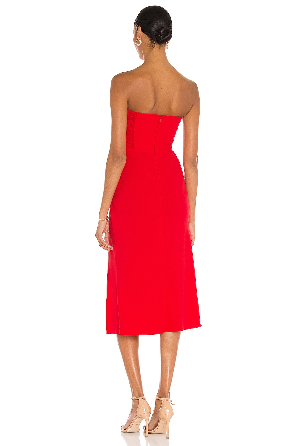 NEW AMANDA UPRICHARD Mandy Strapless Midi Dress popular - Lipstick