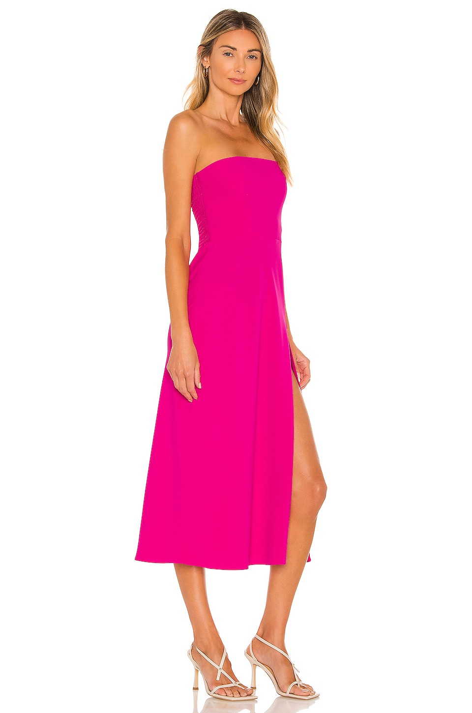 Amanda Uprichard Mandy Midi Dress in Hot Pink