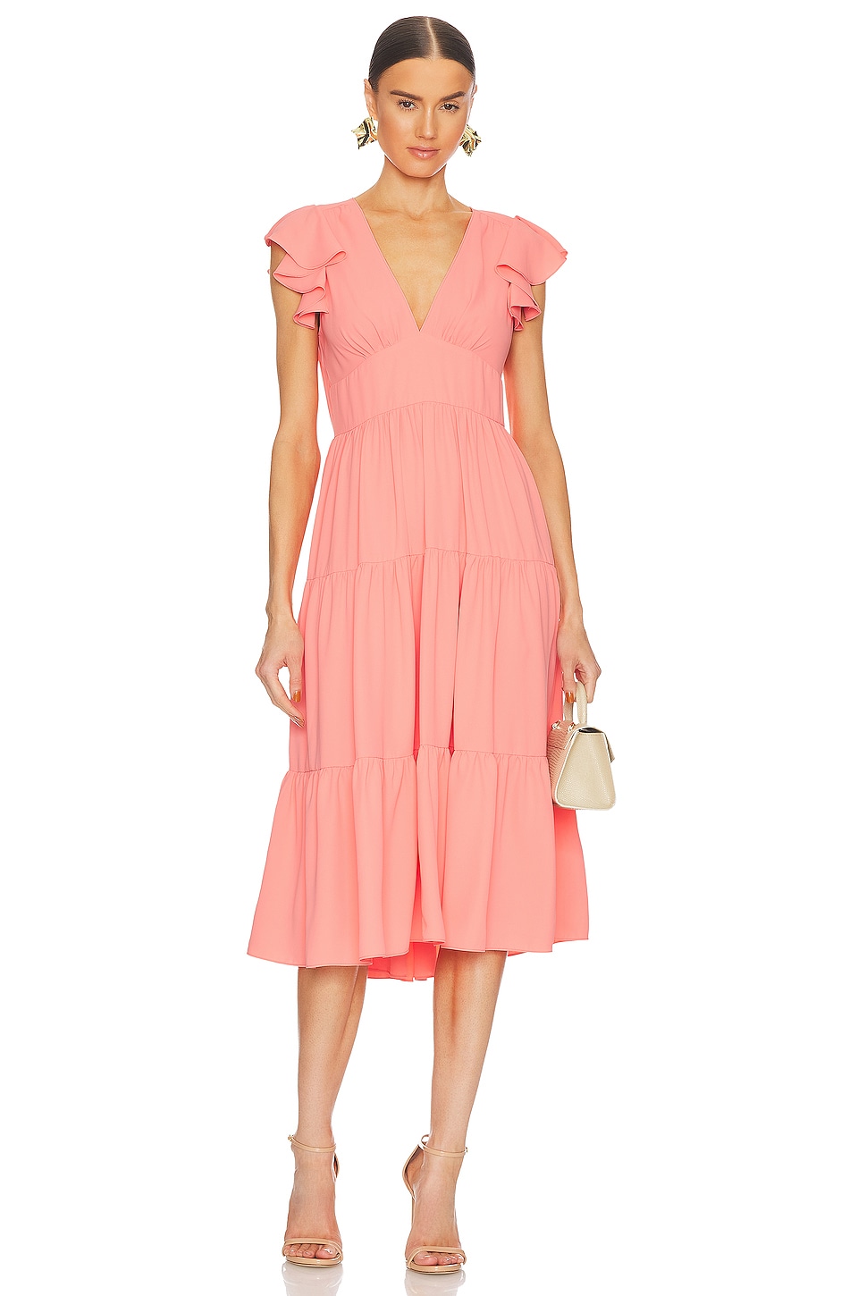 Amanda Uprichard Flutter Sleeve Dress sale Hot Pink Revolve