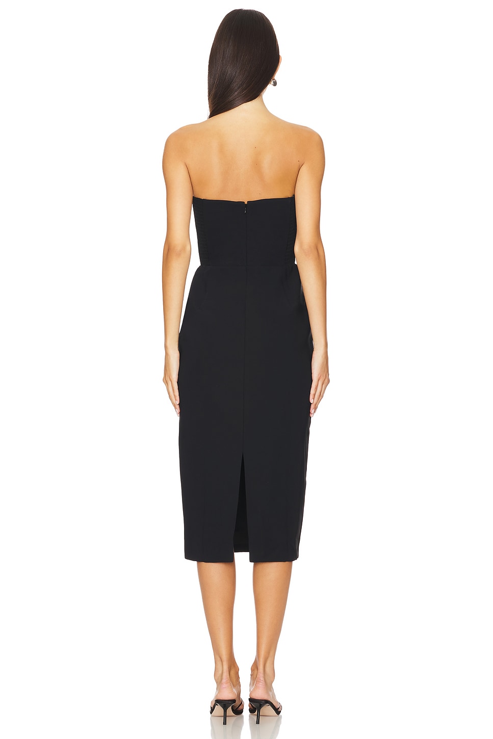 Amanda Uprichard x REVOLVE Strapless Bethany Midi Dress in Black | REVOLVE