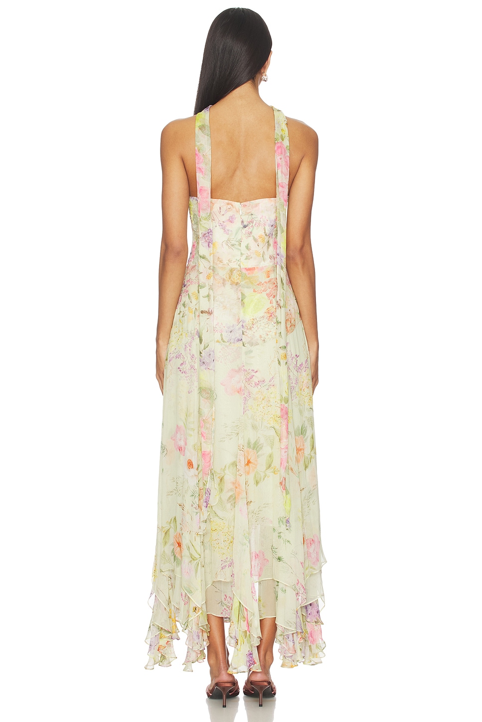 Amanda Uprichard Monterey Dress With Scarf in Endive Multi | REVOLVE